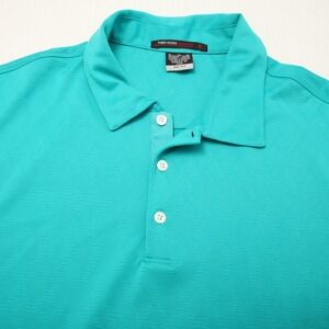 Nike Tiger Woods Collection Polo Shirt Mens XL Teal Dri-FIT Textured Golf 359326